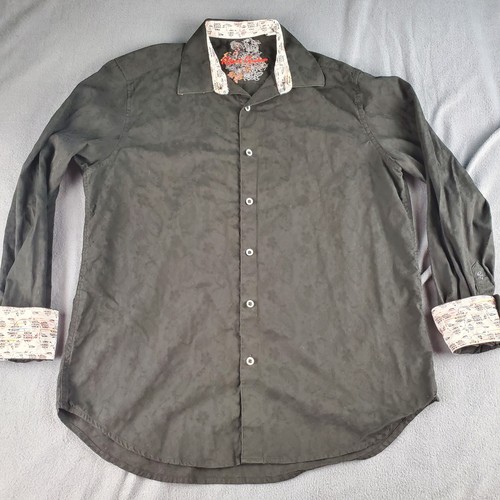 Robert Graham Men's Black Paisley Long Sleeve Button Down Shirt L flip cuff - Picture 3 of 7