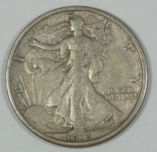1917-S Reverse Mintmark Walking Liberty Half Dollar EXTRA FINE Silver 50c