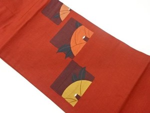 Nagoya Obi Camellia Pattern Red Color Silk Used Excellent Condition