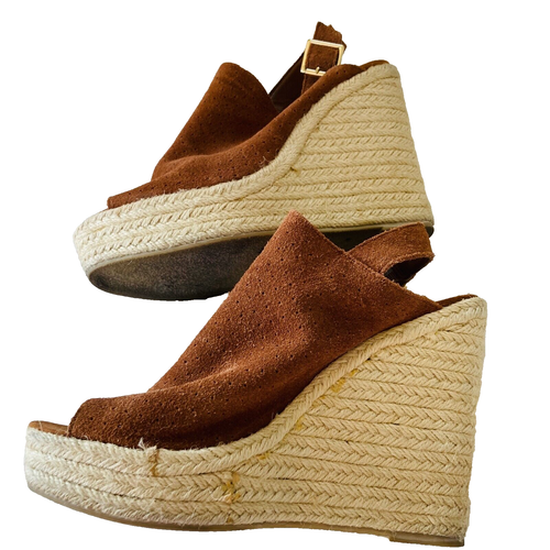 Steve Madden Espadrille Sandals Brown Suede Wedge Women Size 7.5 - Picture 4 of 8
