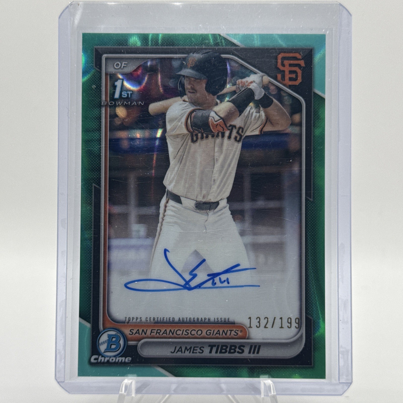 2024 Bowman Chrome Draft 1st Auto James Tibbs III Aqua Lava Refractor /199