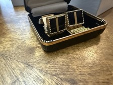Vintage Onyx Wrap Around Gold Plated Cuff Links In Box