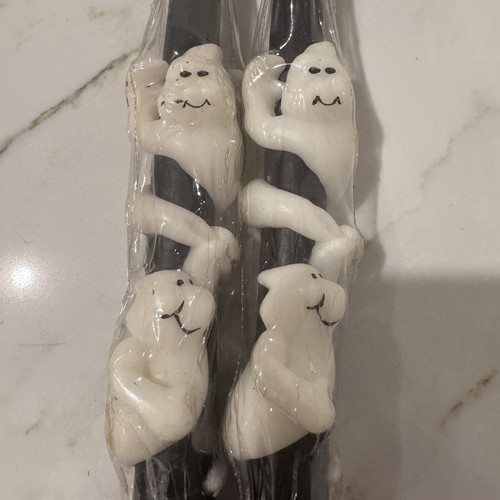 Par de Velas Cónicas Fantasma Halloween American Greetings De Colección - Nuevo Sellado - Imagen 5 de 6