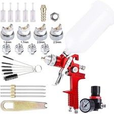 HVLP Spray Gun Kit with 1000cc Cup, 4 Replaceable Brass Nozzles and Needles 1.4