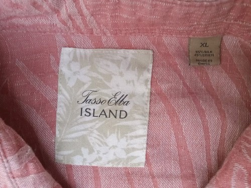 Tasso Elba Island Shirt Mens X Large Silk Linen Button Up Short Sleeve Woven - Picture 6 of 8