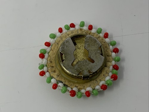 Vintage Button Covers Native American Handmade Beads Colorful Set Of 2 - Picture 4 of 7