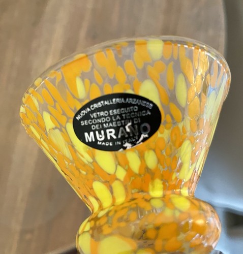 Murano Glass Orange Yellow Single Candlestick Hand Crafted Italy - Picture 4 of 4