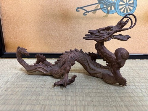 Estatua de metal dragón de 11 pulgadas de ancho figura de metal japonesa - Imagen 2 de 10