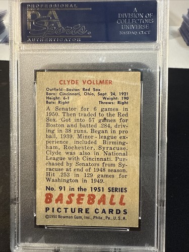 1951 Bowman - Clyde Vollmer #91 - PSA 5 - Picture 4 of 6