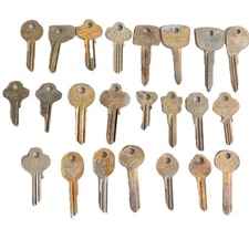 Assorted Misc 23 Key BLANKS Ilco Taylor Curtis Some Old Cars Vintage Uncut Keys