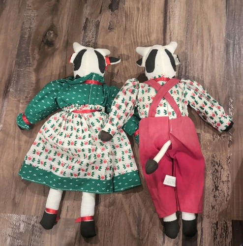 Vintage Oriental Trading Company Cow Plush Dolls Red Green Christmas Decor - 2 - Picture 4 of 4