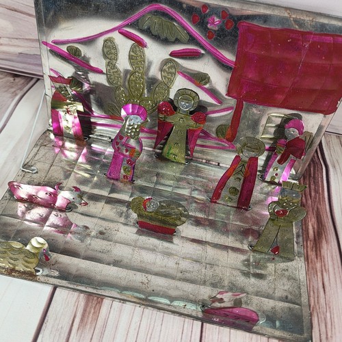 Belén de metal emergente arte popular mexicano hecho a mano hecho a mano étnico Navidad - Imagen 7 de 14