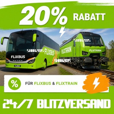   20% FlixBus FlixTrain Gutschein. Weltweit für jede Reise gültig BLITZVERSAND  