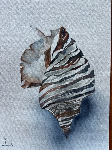 Muschel Original Aquarell Gemälde Meer Wandbild Handarbeit bemalt Geschenke Sommer - Bild 7 von 10