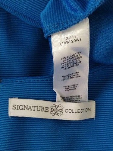 WOMEN'S SIGNATURE COLLECTION SHIFT DRESS Size 1X SLEEVELESS FAUX WRAP Blue/Black - Picture 18 of 24