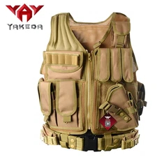 Yakeda Tactical Vest Military MOLLE Airsoft Paintball Combat Jacket Coyote Brown