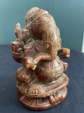 Carved Stone Ganesha Figurine with Incised Decorative Patterns. Good Condition