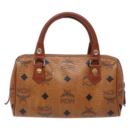 MCM Logogram Vicetos Hand Bag PVC Leather Brown Gold Auth 131735 - Picture 2 of 20