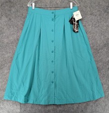 Vintage Haberdashery II Skirt Womens 16W Green Button Front Pockets Made USA 80s