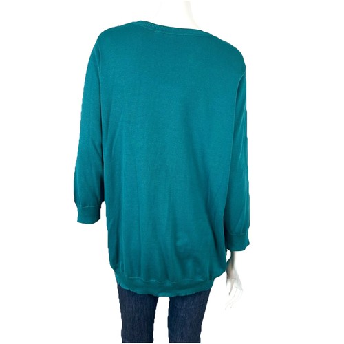 Modcloth Plus Size 2X Green Knit Sweater Pullover 3/4 Sleeve Comfy - Picture 6 of 12