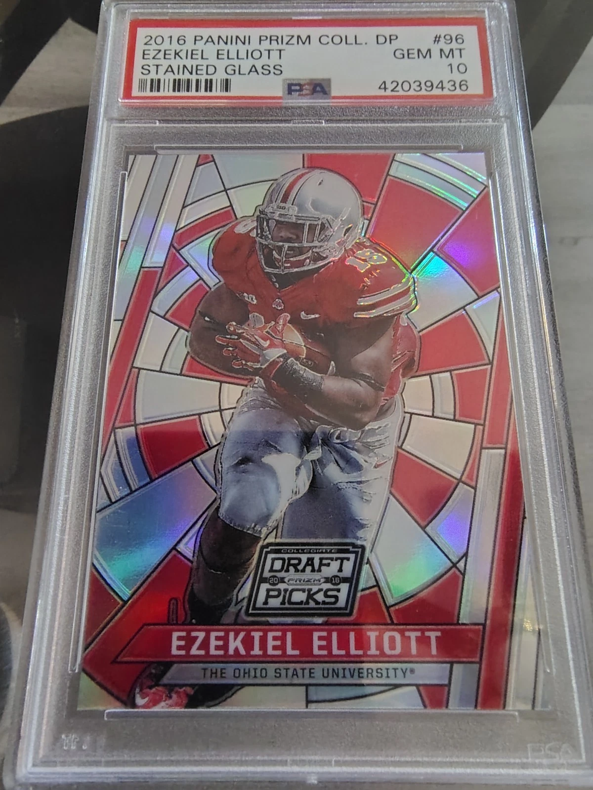 Ezekiel Elliott Panini Prizm Collegiate Draft Picks Stained Glass #96 Base
