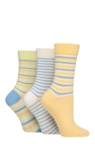 Womens Bamboo Socks Gentle Smooth Toe Seams Plain & Striped 3 Pair 4-8- SOCKSHOP - Picture 49 of 50