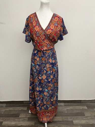 Pretty Garden Damen Wickel Maxi Bohemian Blumen Print Kleid Large Kurzarm - Bild 2 von 14