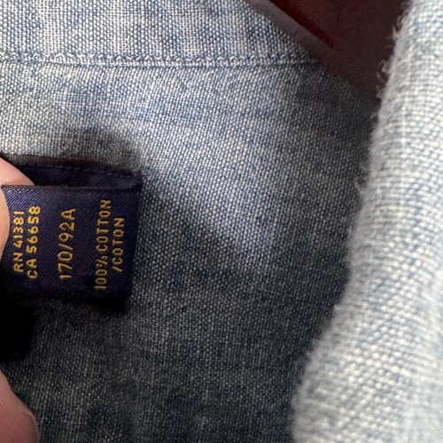 Ralph Lauren Shirt Mens Small Denim Blue Button Down Chambray Slim Fit Pony Logo - Picture 4 of 8