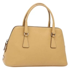 PRADA Hand Bag Leather Beige Auth yk19150
