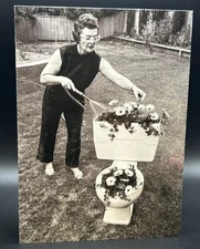 Happy Birthday (Woman Watering Flowers) Greeting Card w/Envelope