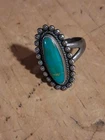 925 Sterling Silver Vintage Navajo Style Turquoise Rope/Raindrop Accents Size 7