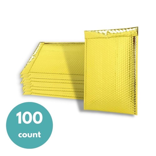 Sobre de envío de 100 piezas de sobres de burbujas de polietileno metálico glamour dorado 13" x 17,5" - Imagen 2 de 5