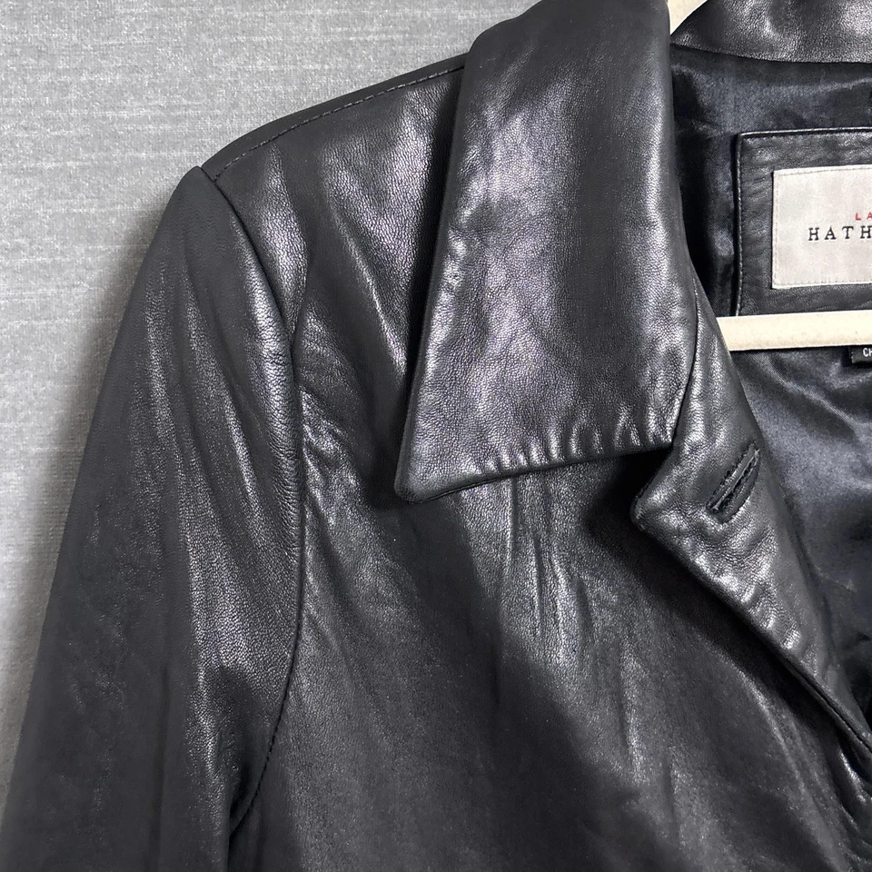 Chaqueta Hathaway Dama De Colección M Cuero Negro Clásica Retro Años 90 y2k Grunge Otoño Foto 2 de 4