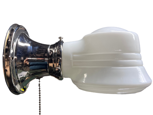 Nickel und Milch Glas Wandleuchte #2550 - Bild 3 von 4