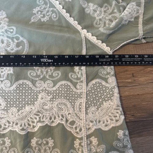 Democracy Popover Sage Green L Crochet Lace Bell Sleeves Boho Peasant Cottage - Picture 8 of 10