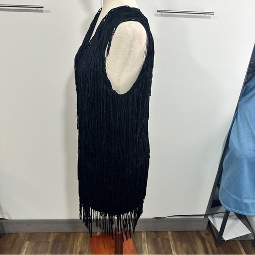 Ella Moss Size Small Black Chic Fringe Vest Top Boho eclectic Emo Goth Granny - Picture 3 of 10