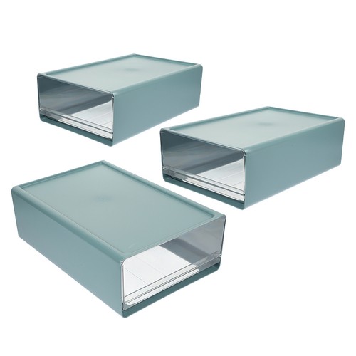  3 Pezzi Garage Organizer Box Plastica Impilabile Scrivania Stazionaria - Foto 5 di 17