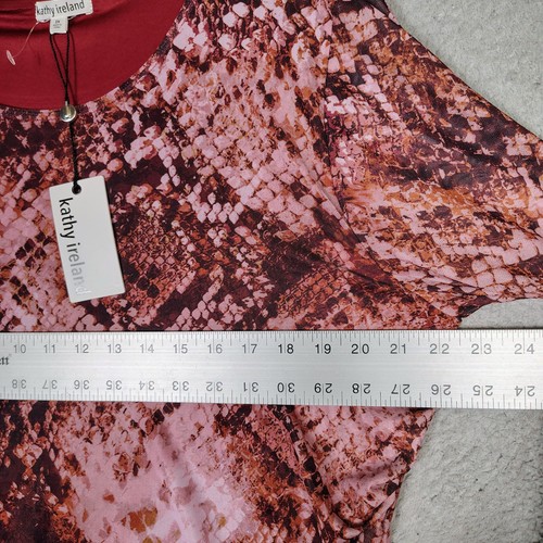 Kathy Ireland Top Womens 2X Plus Burgundy Snake Print Ruched High-Low Blouse NWT - Picture 10 of 13