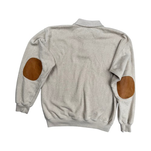 Suéter Pullover Polo Orvis Para Hombre Parches en el Codo Algodón Beige Mediano - Imagen 2 de 8