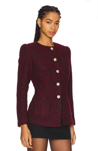 Chaqueta Metálica Cami NYC Wrenley Roja Tweed Talla M Nueva con Etiquetas - Imagen 2 de 18