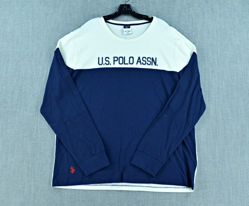 U.S Polo Assn. T-Shirt Herren XL weiß/blau Langarmshirt Grafik Logo NEU - Bild 1 von 8