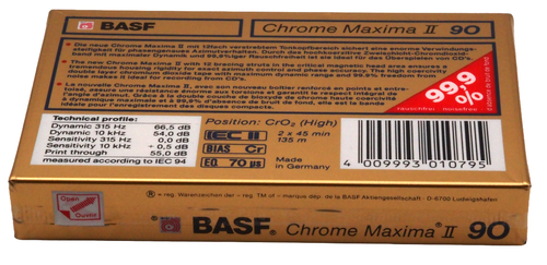 🔝 BASF CHROME MAXIMA II 90 TYPE 2 II LEER AUDIO CASSETTE TAPE (1989) NEU - Bild 6 von 8