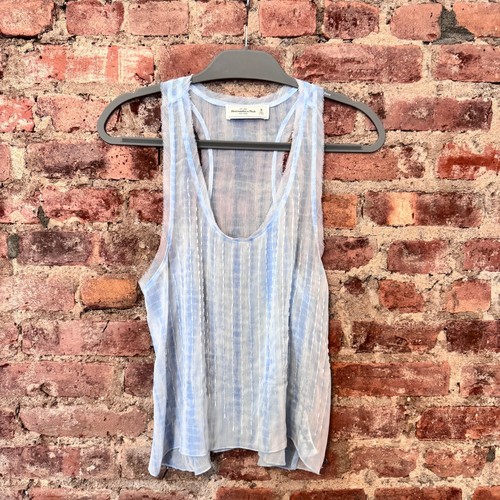 A&F Sheer Blue Tie Dye Embellished Tank Top - Picture 7 of 7