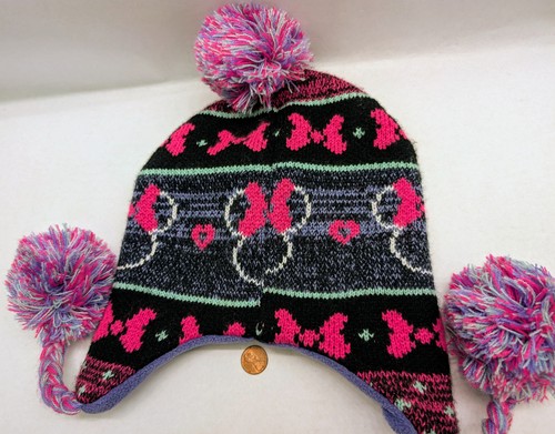 Disney MINNIE Mouse.Beanie.Knit Hat Cap.Laplander.Ponytails.Pom Poms Winter. - Picture 3 of 4