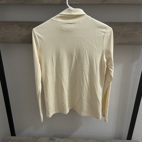 LL Bean Womens Supima Cotton Long Sleeve Turtleneck XS/XS Petite Cream/Purple - Picture 6 of 22