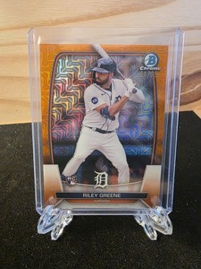 2023 Bowman Chrome #90 RILEY GREENE Rookie Mojo ORANGE Refractor /25 Tigers