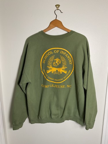 Vintage Marines Sweatshirt Infantry Large USMC Camp Lejeune 80s 90s USA Made Vintage