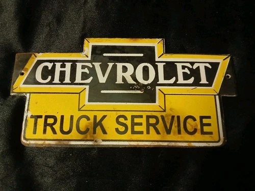 VINTAGE CHEVROLET PORCELAIN SIGN OLD OK USED CAR TRUCK CHEVY DEALER SERVICE SHOP