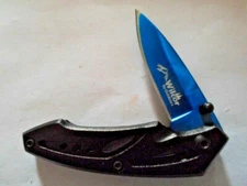 WILCOR SMALL FOLDING KNIFE, BLUE & BLACK, 420 'BE OUTDOORS'