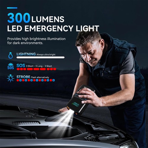 8500A Car Jump Starter 150 PSI Air Compressor Battery Booster Charger Power Bank - Picture 5 of 9